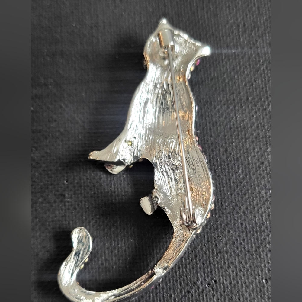 Colorful Rhinestone Cat Brooch - Picture 2 of 2